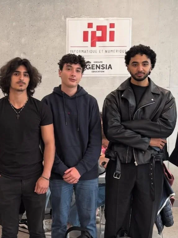 Taha with classmates at IPI, école d'informatique et numérique
